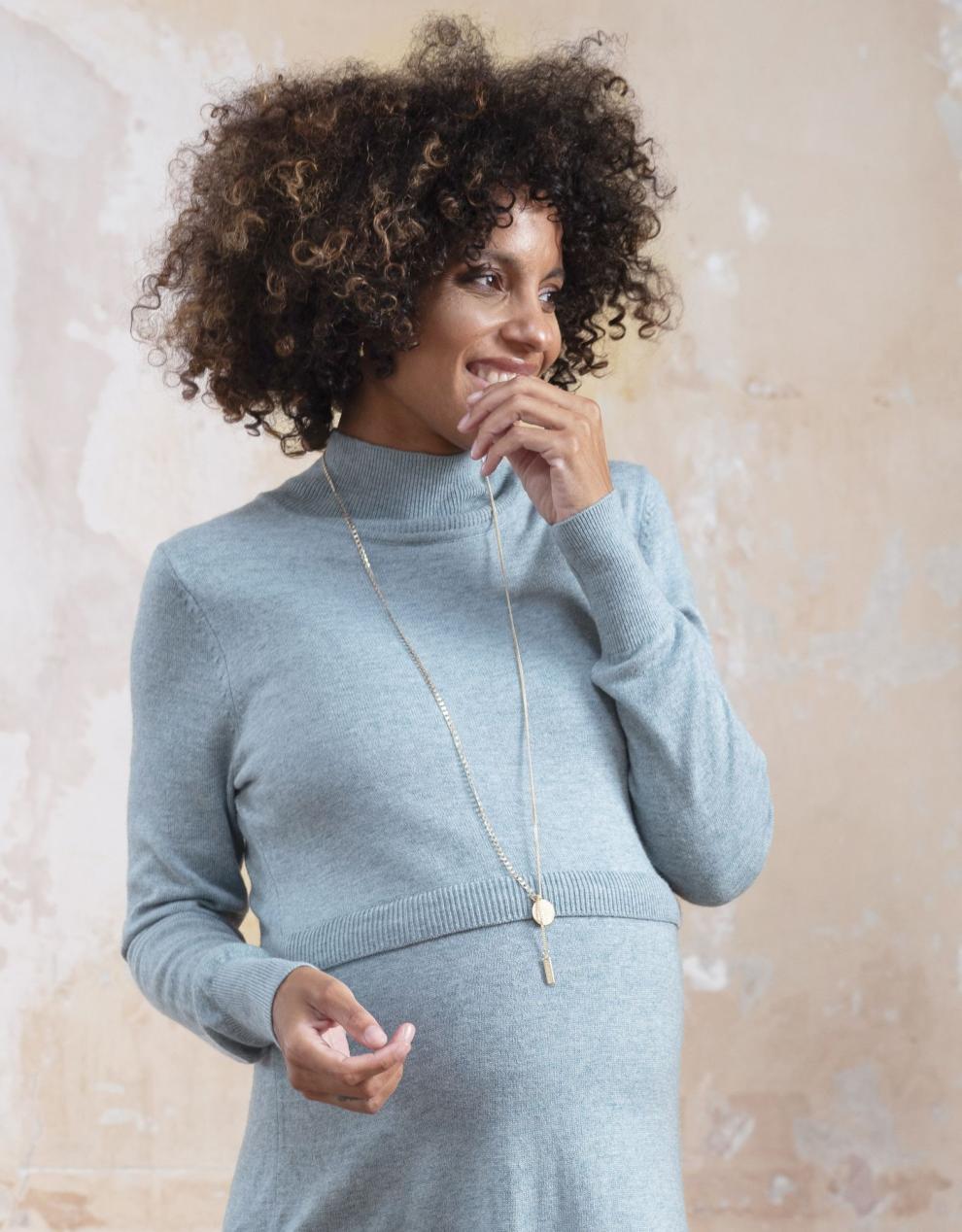 Women Seraphine Jumpers & Knitwear Sage Wool Blend Maternity & Nursing Sweater Dress