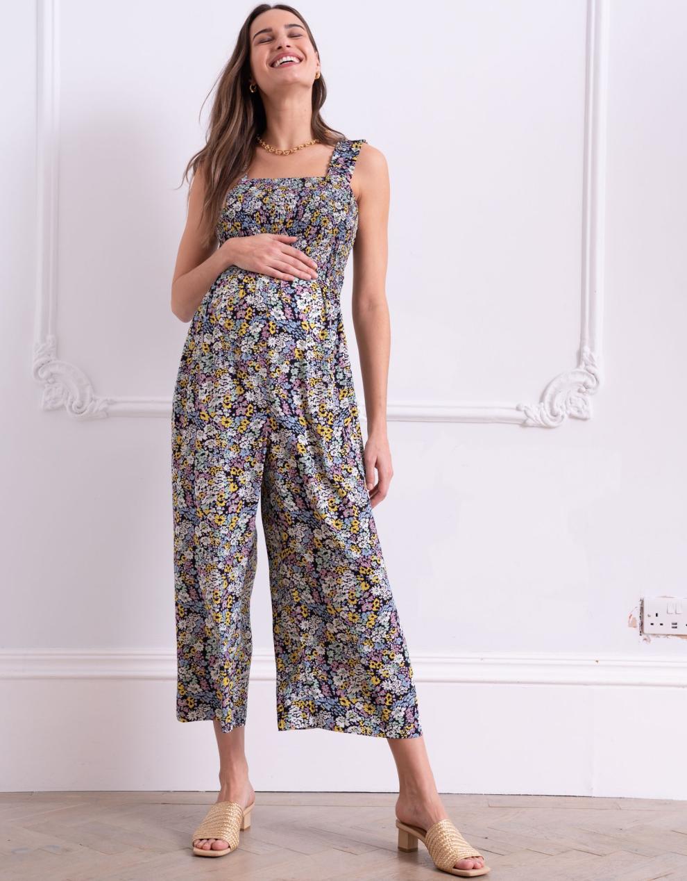 Women Seraphine Jumpsuits Black Drawstring Maternity Joggers