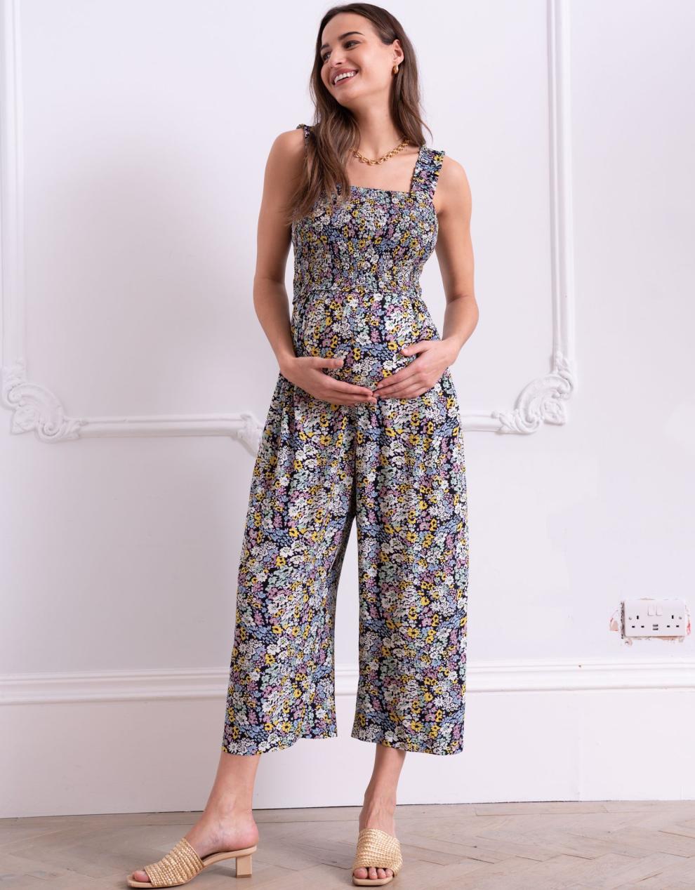 Women Seraphine Jumpsuits Black Drawstring Maternity Joggers