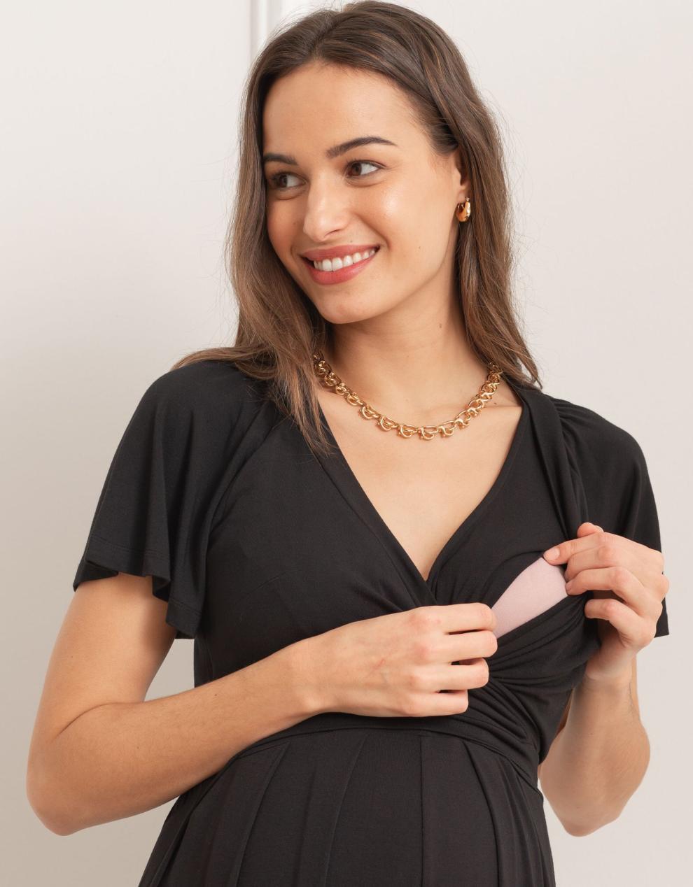 Women Seraphine Jumpsuits Black Lenzing™ Ecovero™ Maternity & Nursing Jumpsuit