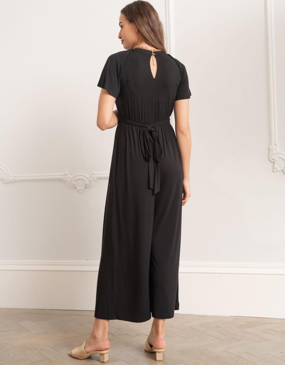 Women Seraphine Jumpsuits Black Lenzing™ Ecovero™ Maternity & Nursing Jumpsuit