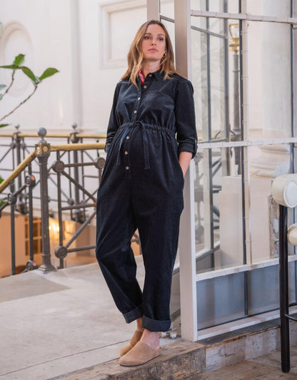 Women Seraphine Jumpsuits Cotton Corduroy Black Maternity Jumpsuit