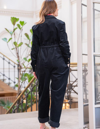Women Seraphine Jumpsuits Cotton Corduroy Black Maternity Jumpsuit