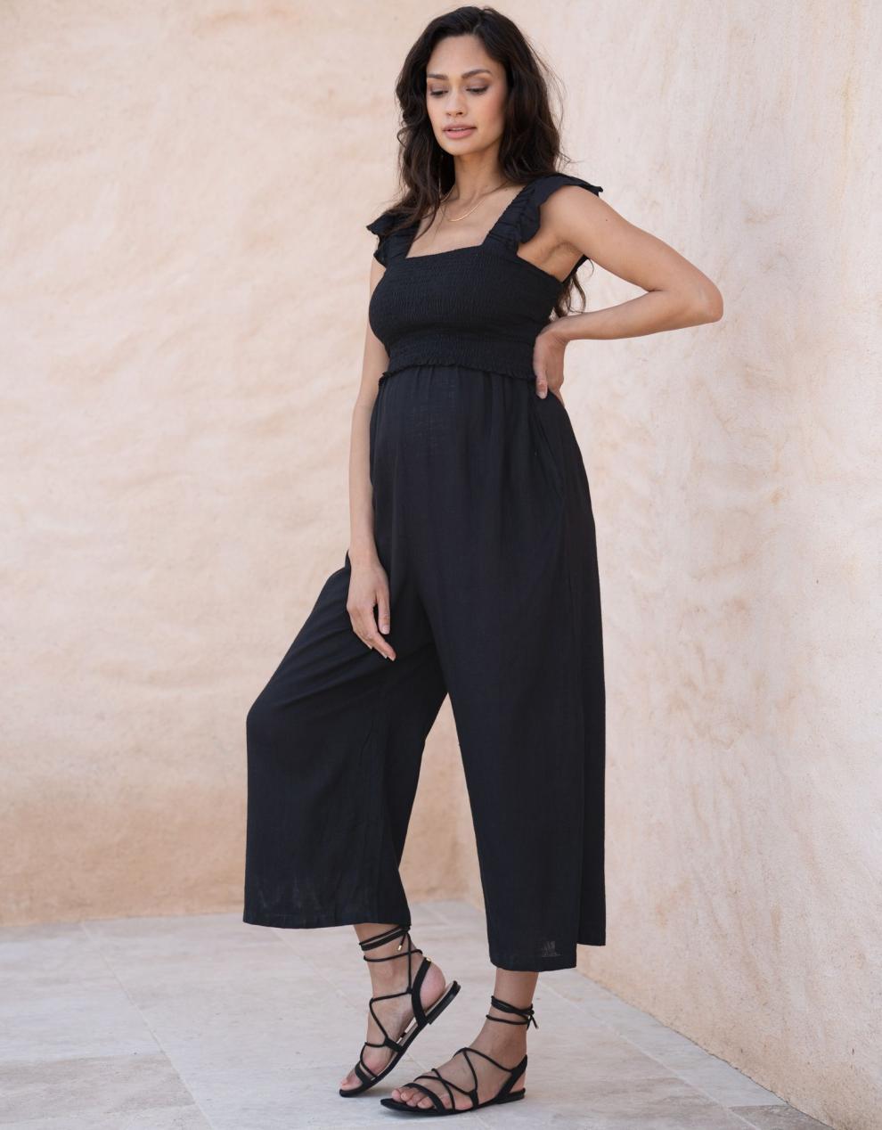 Women Seraphine Jumpsuits Linen-Blend Maternity-To-Nursing Jumpsuit