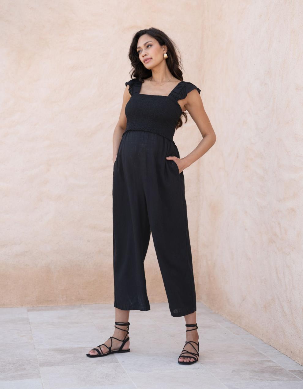 Women Seraphine Jumpsuits Linen-Blend Maternity-To-Nursing Jumpsuit