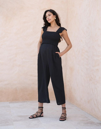 Women Seraphine Jumpsuits Linen-Blend Maternity-To-Nursing Jumpsuit