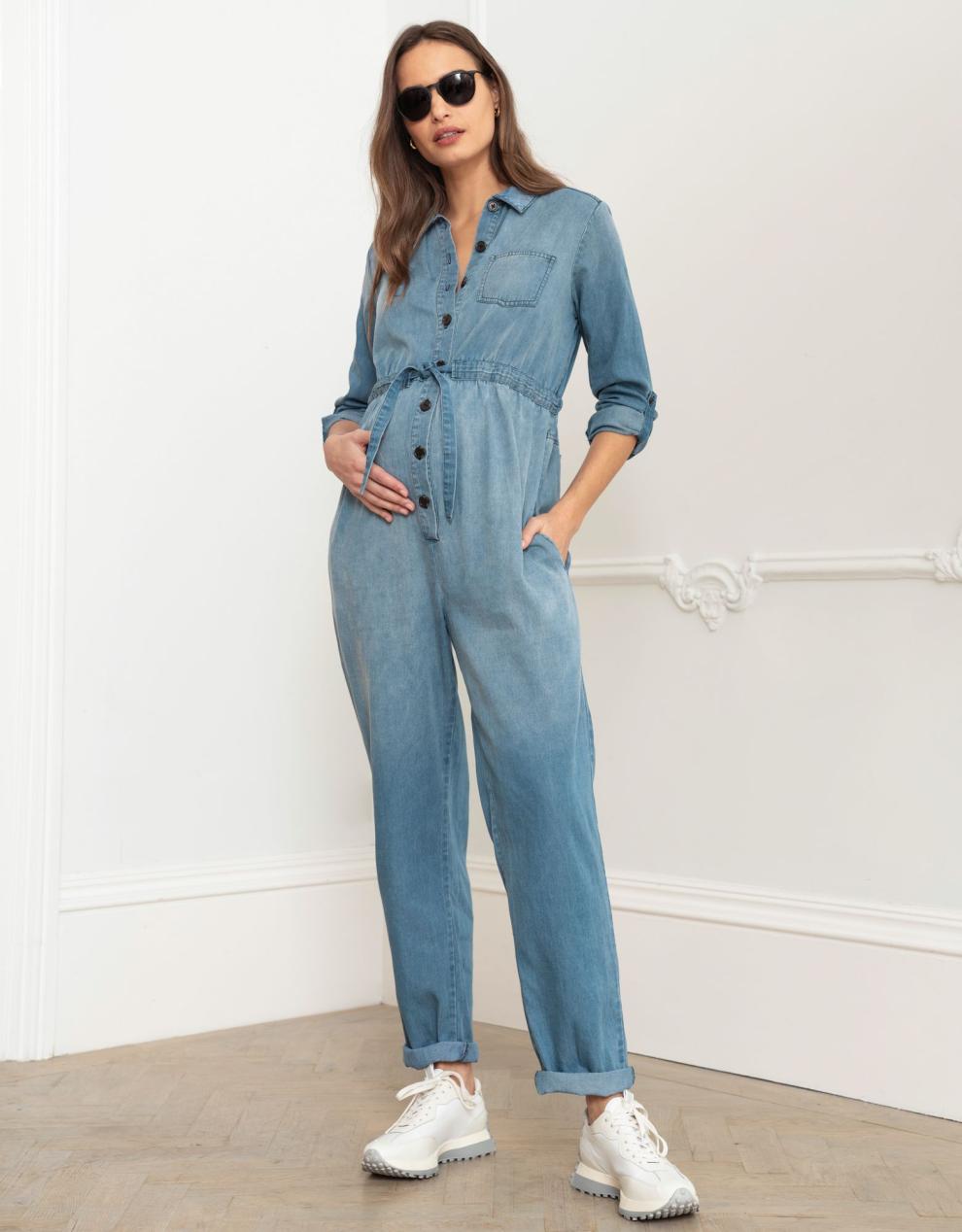 Women Seraphine Jumpsuits Tencel Denim Maternity Jumpsuit