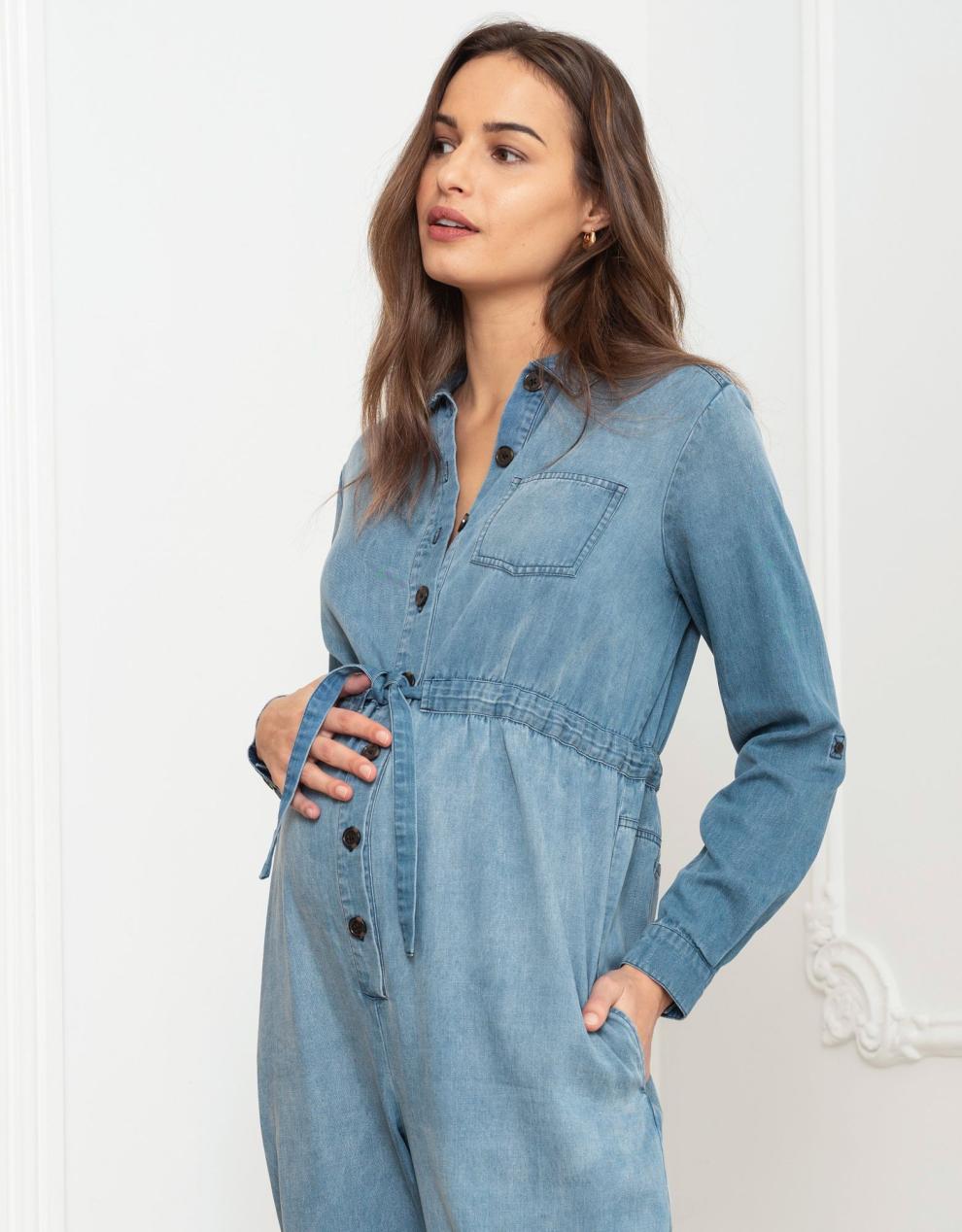 Women Seraphine Jumpsuits Tencel Denim Maternity Jumpsuit
