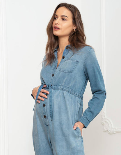 Women Seraphine Jumpsuits Tencel Denim Maternity Jumpsuit