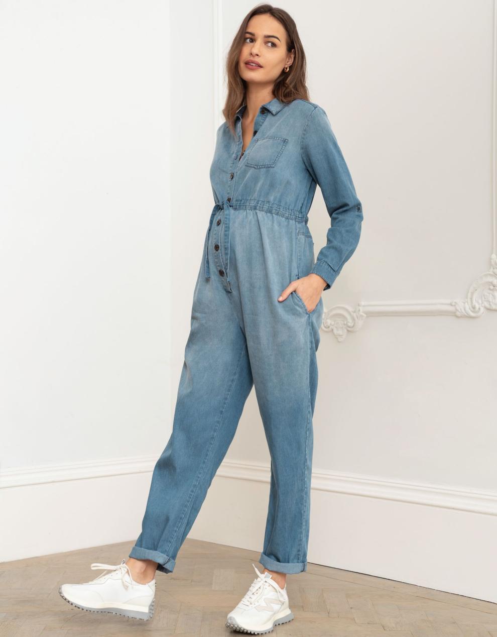 Women Seraphine Jumpsuits Tencel Denim Maternity Jumpsuit