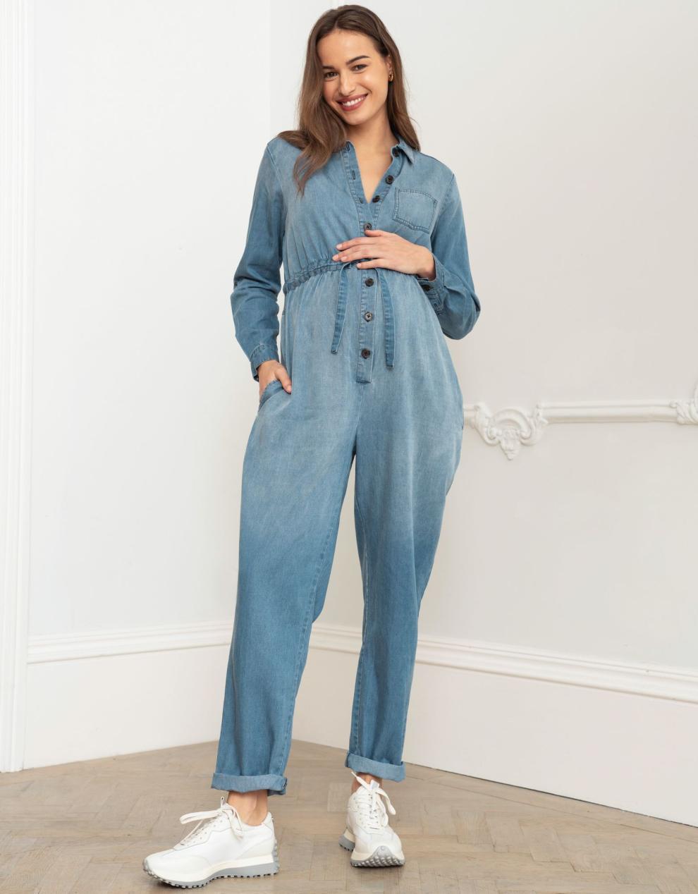 Women Seraphine Jumpsuits Tencel Denim Maternity Jumpsuit