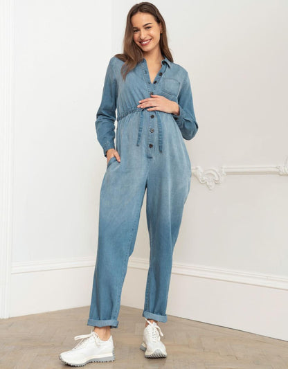 Women Seraphine Jumpsuits Tencel Denim Maternity Jumpsuit