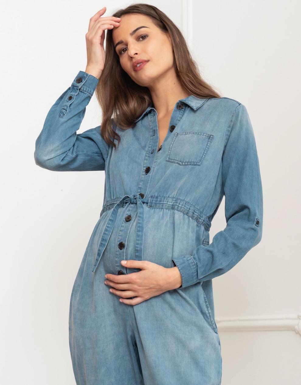 Women Seraphine Jumpsuits Tencel Denim Maternity Jumpsuit