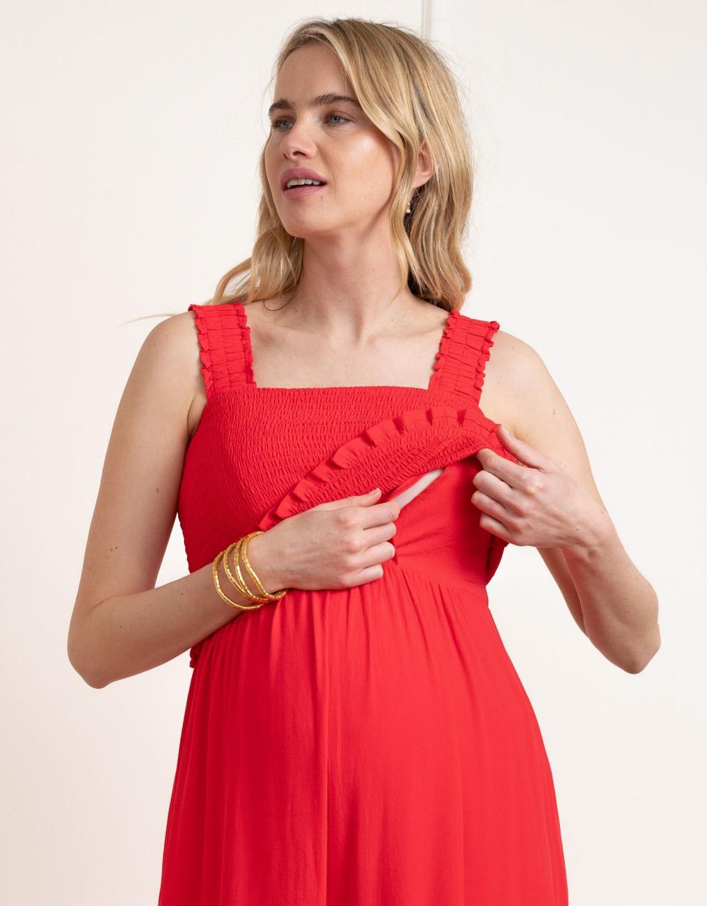 Women Seraphine Jumpsuits Wide Leg Cropped Red Maternity & Nursing Jumpsuit
