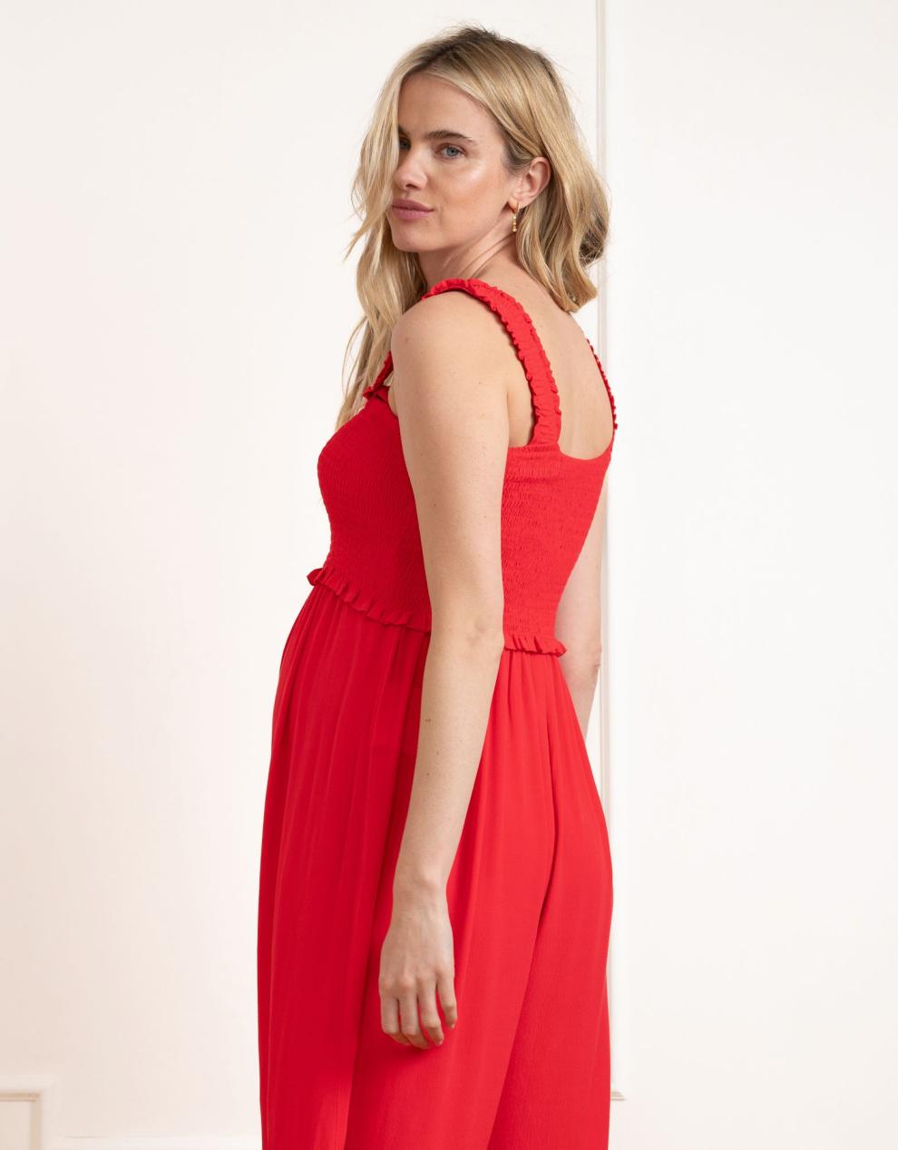 Women Seraphine Jumpsuits Wide Leg Cropped Red Maternity & Nursing Jumpsuit