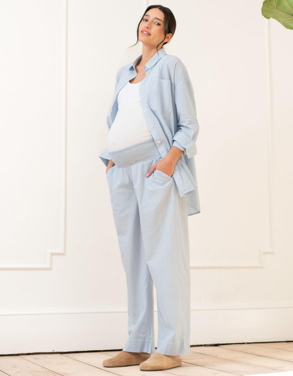 Women Seraphine Kits & Sets Fine Stripe Full-Length Cotton Pyjama Maternity-To-Nursing Set
