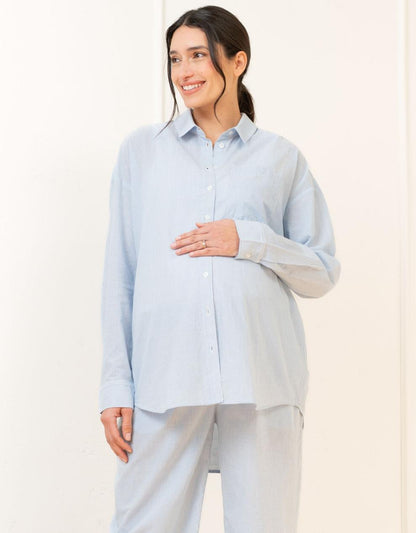 Women Seraphine Kits & Sets Fine Stripe Full-Length Cotton Pyjama Maternity-To-Nursing Set