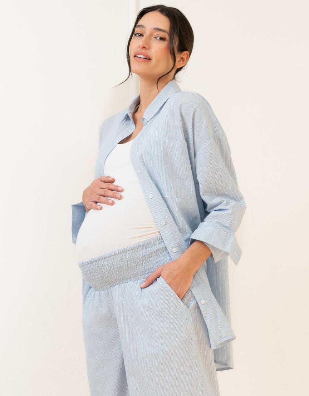 Women Seraphine Kits & Sets Fine Stripe Full-Length Cotton Pyjama Maternity-To-Nursing Set