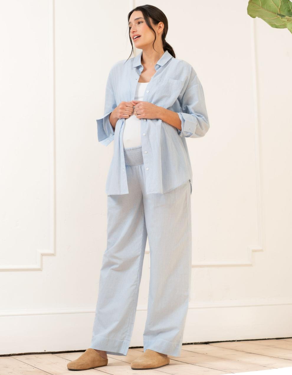 Women Seraphine Kits & Sets Fine Stripe Full-Length Cotton Pyjama Maternity-To-Nursing Set