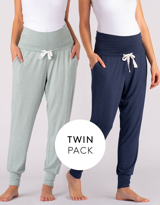 Women Seraphine Kits & Sets Maternity Lounge Pants – Navy & Sage Twin Pack