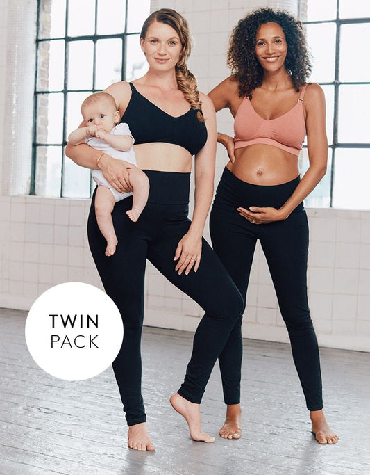 Women Seraphine Kits & Sets Opaque Cotton Maternity To Postnatal Leggings – Twin Pack