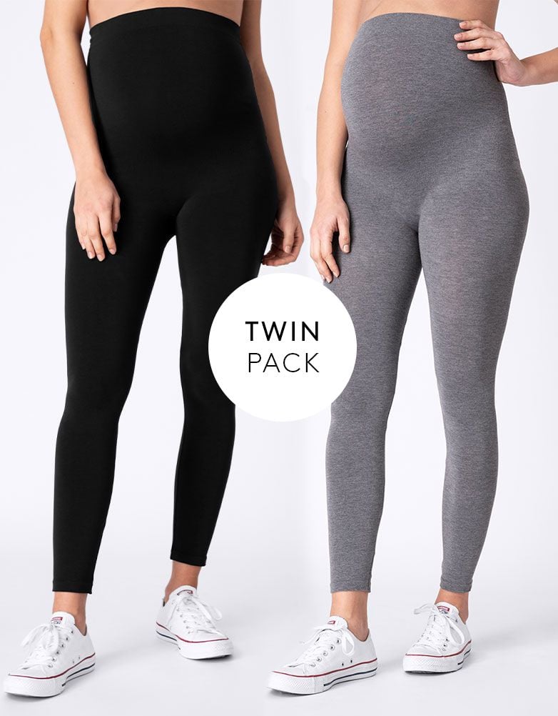 Women Seraphine Kits & Sets Twin Pack Bamboo Maternity Leggings – Black & Grey