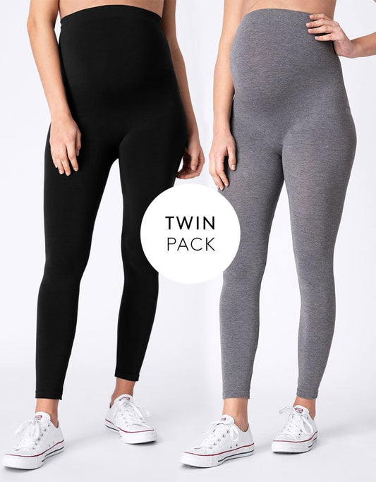 Women Seraphine Kits & Sets Twin Pack Bamboo Maternity Leggings – Black & Grey