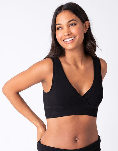 Women Seraphine Kits & Sets Twin Pack Bamboo Maternity & Nursing Sleep Bras – Black & Blush