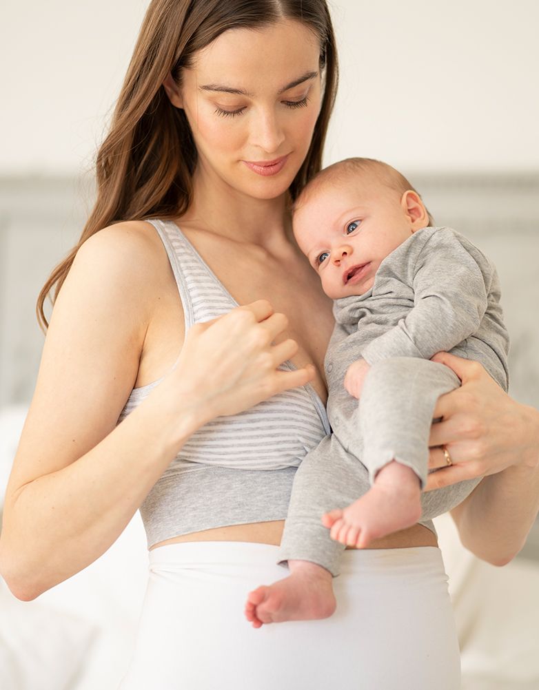 Women Seraphine Kits & Sets Twin Pack Bamboo Maternity & Nursing Sleep Bras – Grey & White