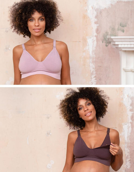 Women Seraphine Kits & Sets Twin Pack Bamboo Nursing Bras – Mocha & Mauve