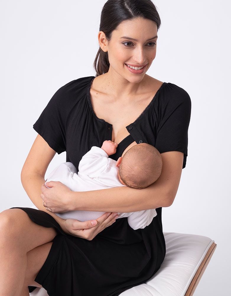 Women Seraphine Kits & Sets Twin Pack Button-Down Maternity Nighties - Black