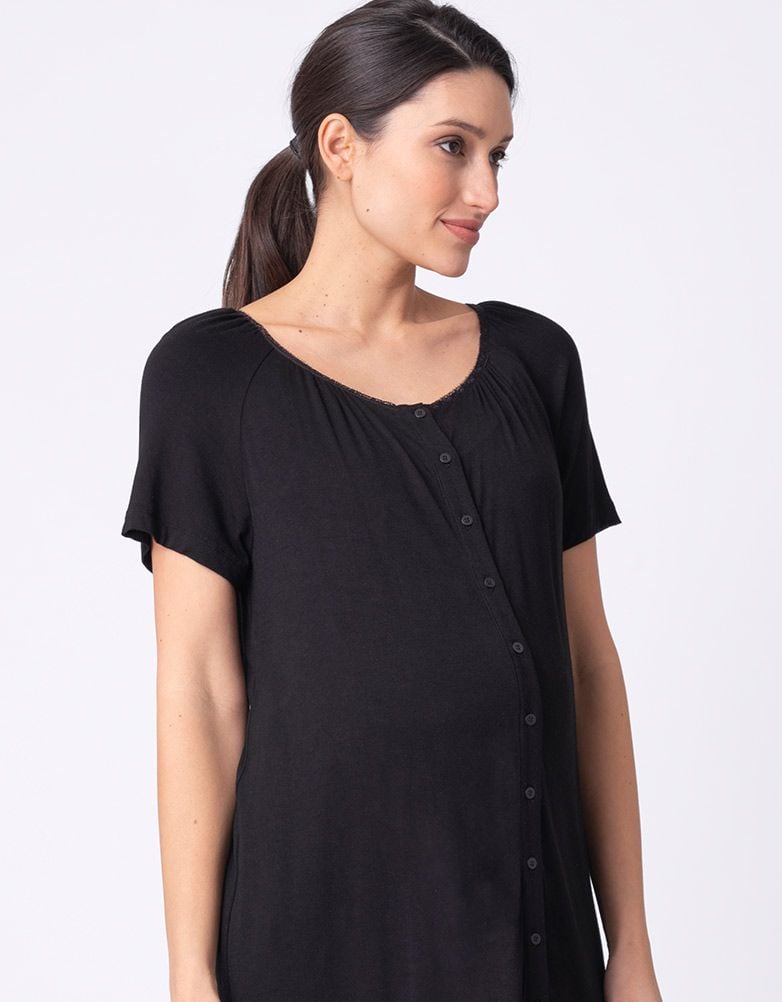 Women Seraphine Kits & Sets Twin Pack Button-Down Maternity Nighties - Black