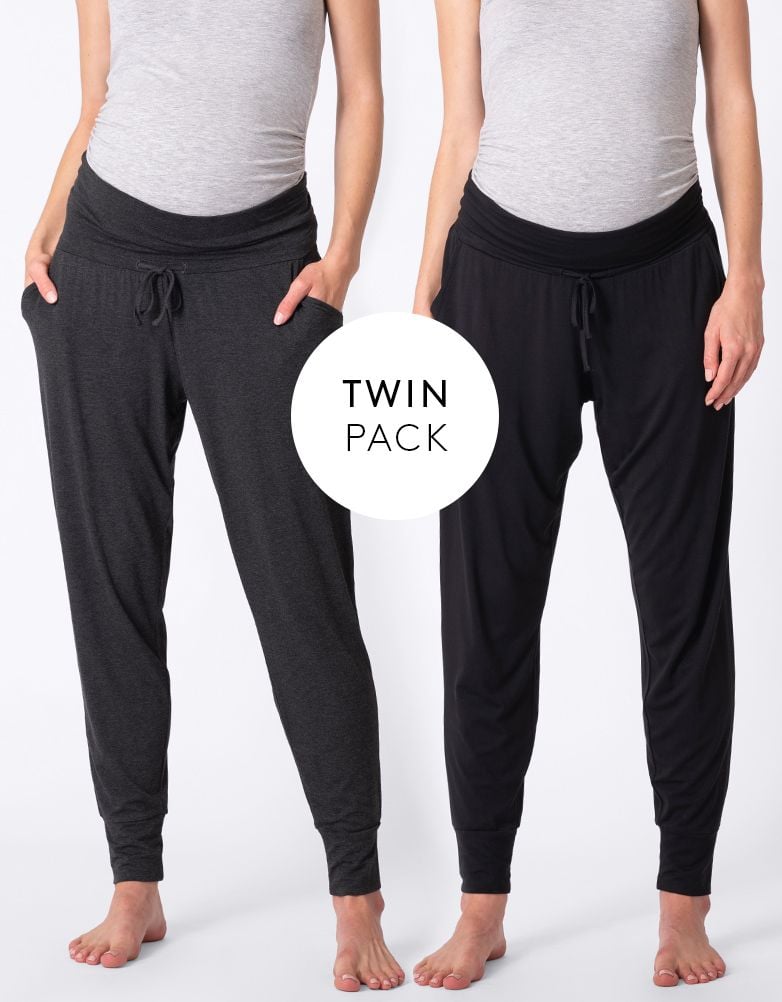 Women Seraphine Kits & Sets Twin Pack Maternity Lounge Pants – Grey & Black