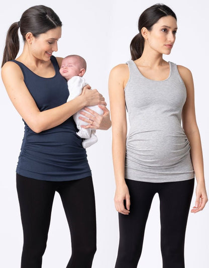 Women Seraphine Kits & Sets Twin Pack Maternity & Nursing Vest Tops – Grey & Navy
