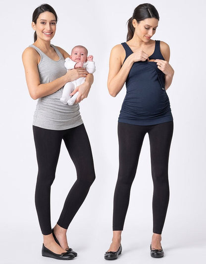 Women Seraphine Kits & Sets Twin Pack Maternity & Nursing Vest Tops – Grey & Navy