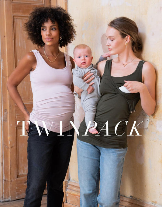 Women Seraphine Kits & Sets Twin Pack Maternity & Nursing Vest Tops – Khaki & Blush