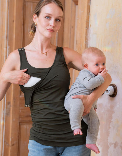Women Seraphine Kits & Sets Twin Pack Maternity & Nursing Vest Tops – Khaki & Blush