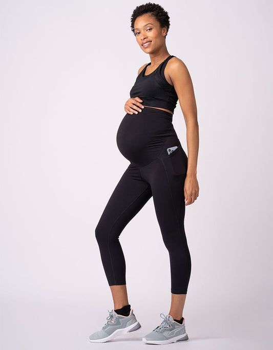 Women Seraphine Leggings & Tights Black 3/4 Length Maternity Gym & Activewear Leggings Seraphine