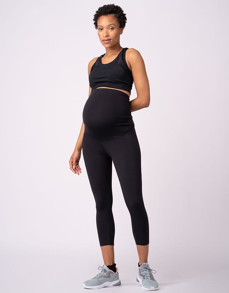 Women Seraphine Leggings & Tights Black 3/4 Length Maternity Gym & Activewear Leggings Seraphine