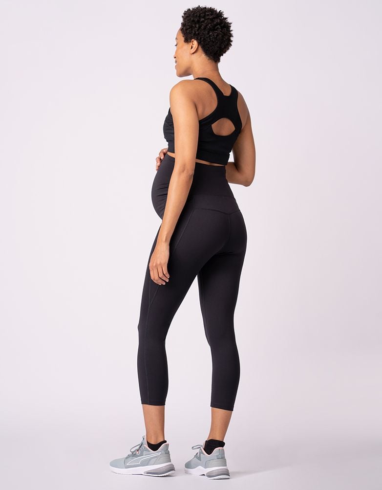 Women Seraphine Leggings & Tights Black 3/4 Length Maternity Gym & Activewear Leggings Seraphine