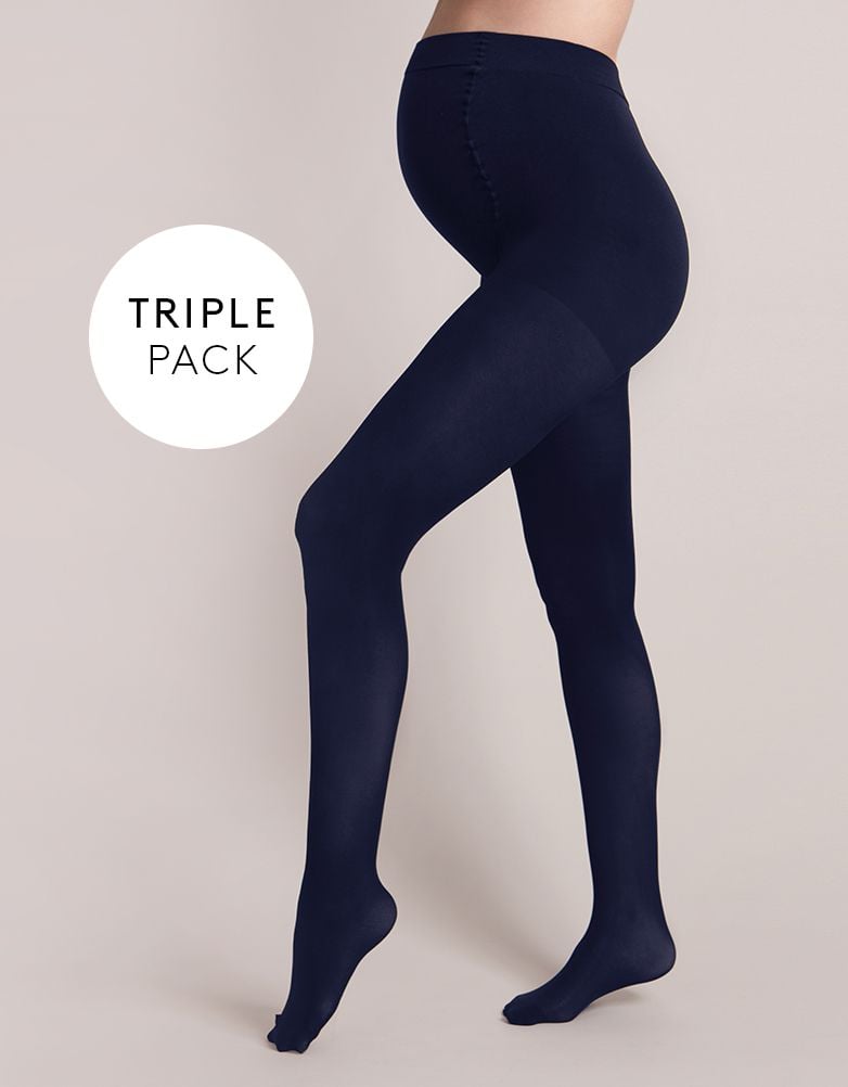 Women Seraphine Lingerie & Shapewear 100 Denier Navy Maternity Tights – 3 Pack