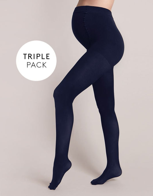 Women Seraphine Lingerie & Shapewear 100 Denier Navy Maternity Tights – 3 Pack