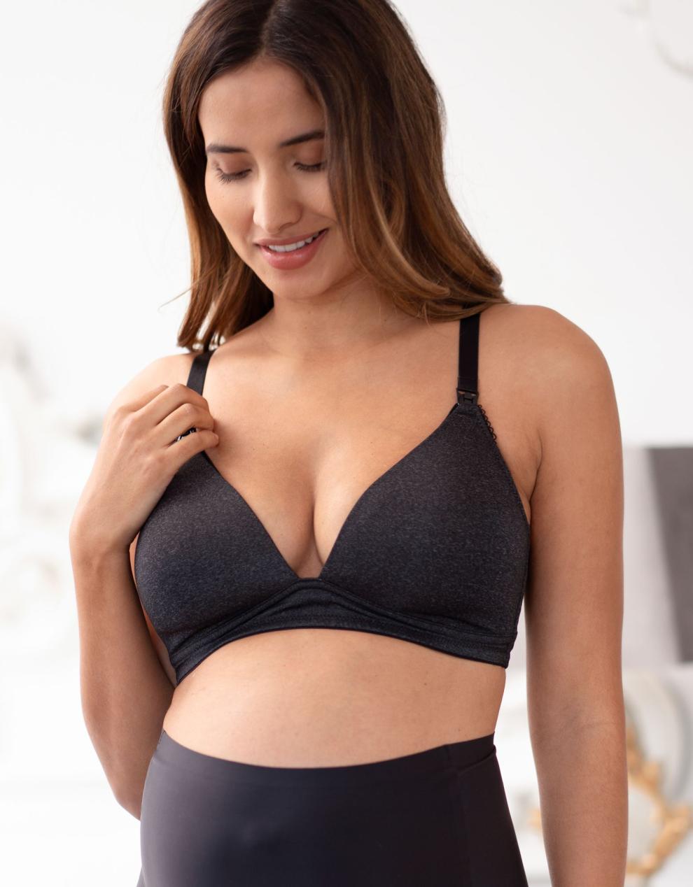 Women Seraphine Lingerie & Shapewear Charcoal Marl Maternity & Nursing Wireless Bra