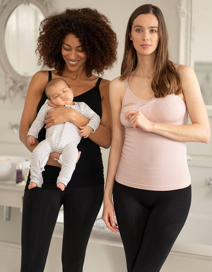 Women Seraphine Lingerie & Shapewear Twin Pack Bamboo Maternity & Nursing Vests - Black & Blush