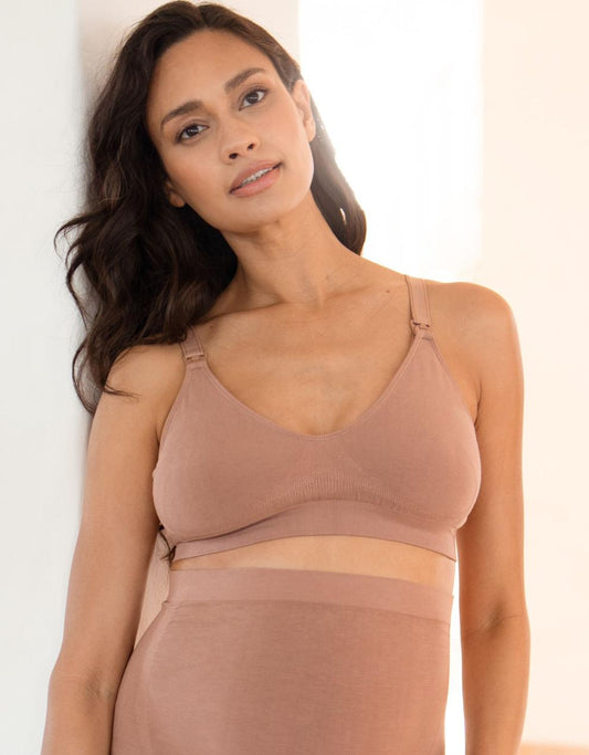 Women Seraphine Lingerie & Shapewear Twin Pack Seamless Bamboo Maternity-To-Nursing Bras - Cappuccino