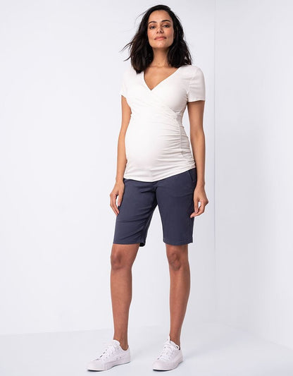 Women Seraphine Shorts Cotton Blend Navy Blue Maternity Shorts