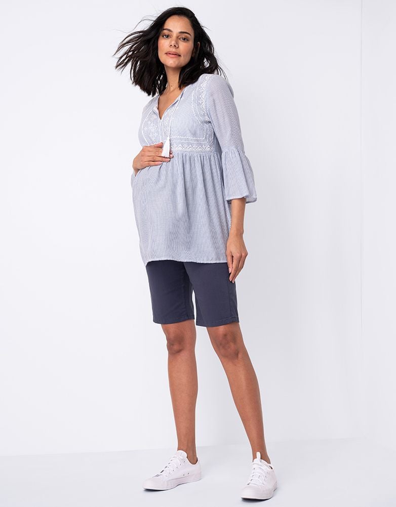 Women Seraphine Shorts Cotton Blend Navy Blue Maternity Shorts