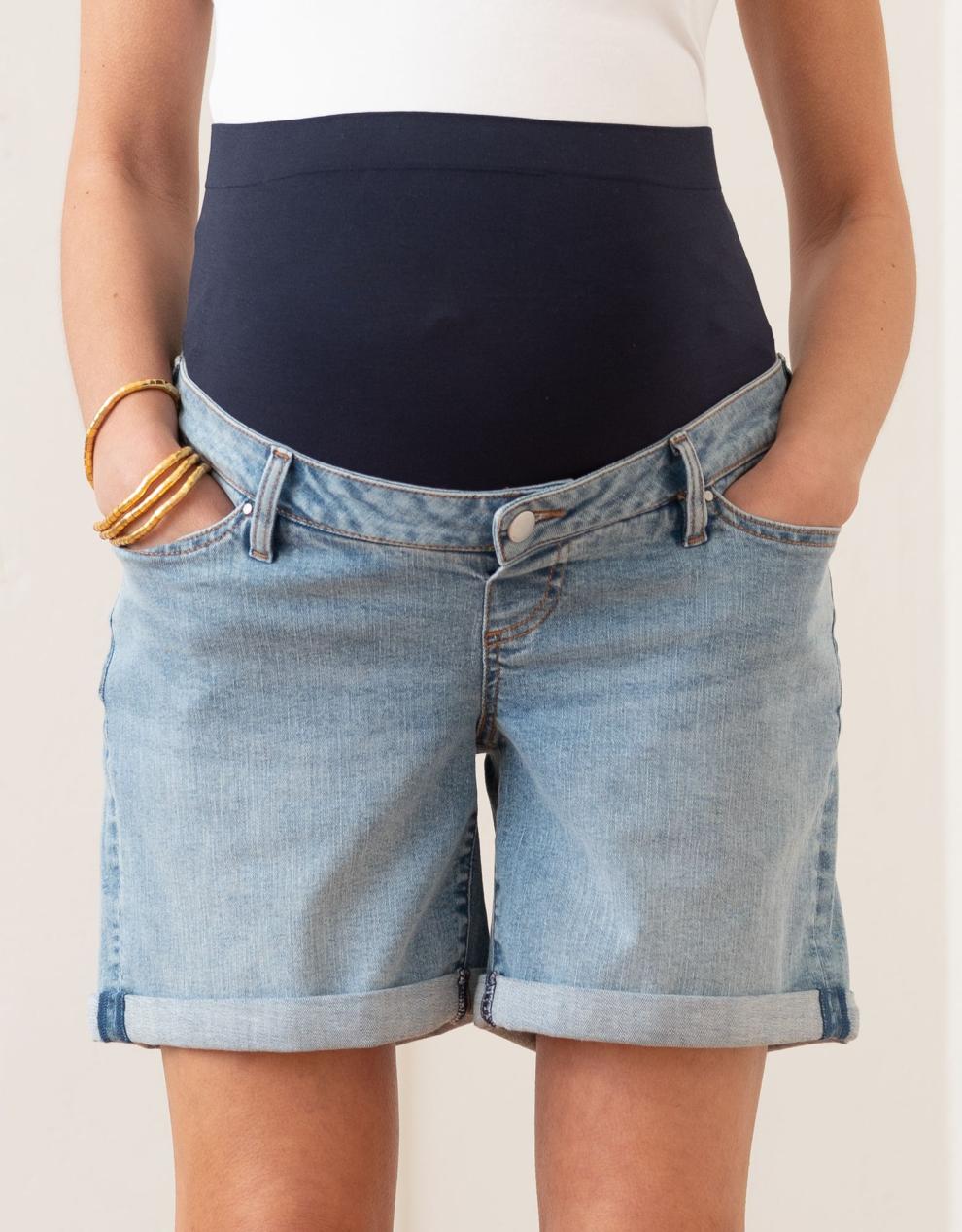 Women Seraphine Shorts Stretch Denim Over Bump Maternity Shorts