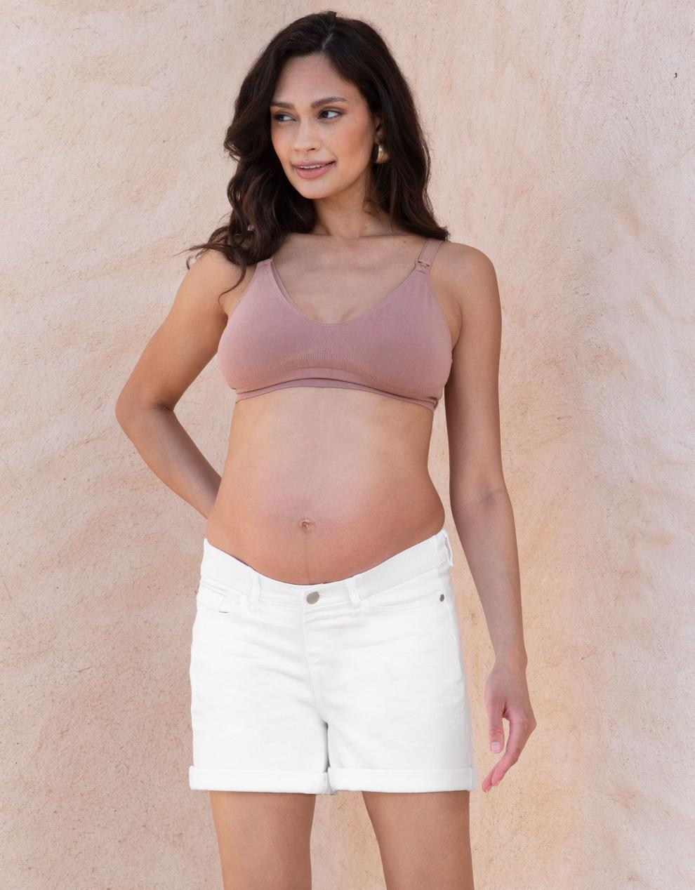 Women Seraphine Shorts Stretch Denim Under Bump Maternity Shorts