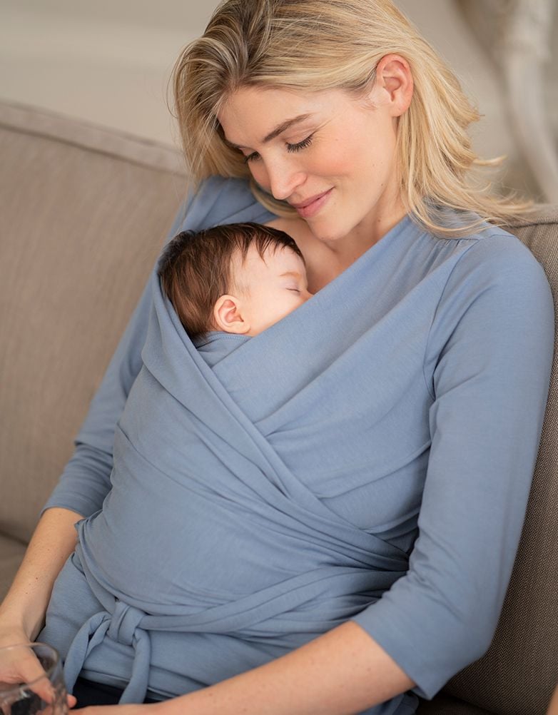 Women Seraphine Skin To Skin Slate Blue Cotton ¾ Sleeve Skin To Skin Top